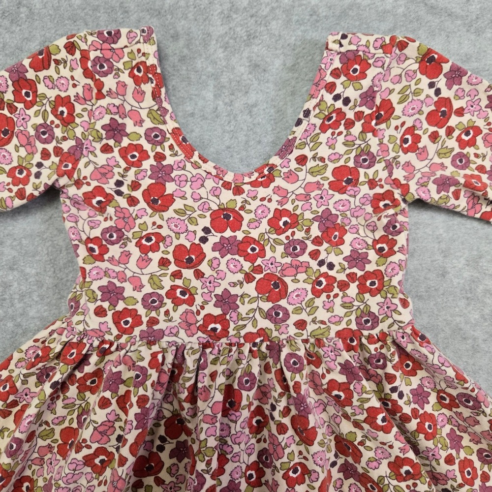 Alice + Ames Girls 3T Floral Ballet Twirl Dress Cottagecore Boho Red Pink
